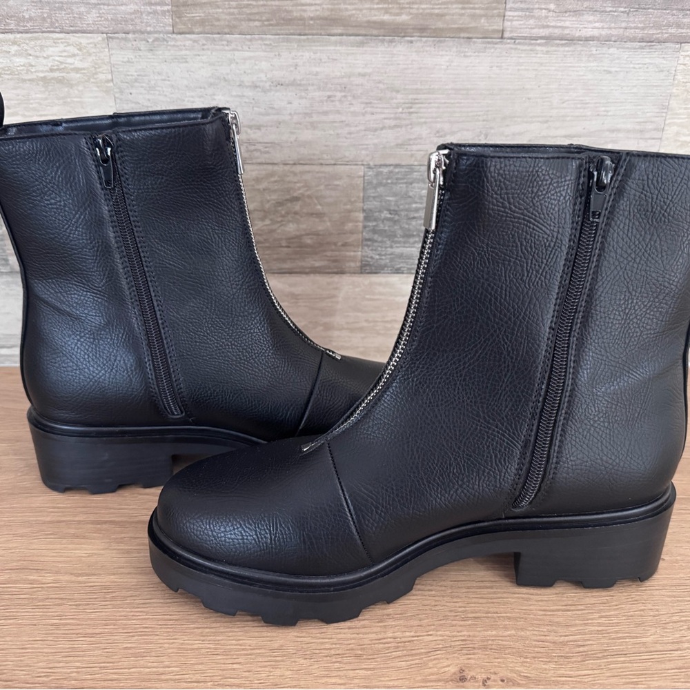 Kensie Black Leather Combat Boots